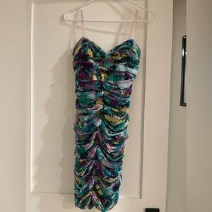 BCBGMaxAzria Vibrant Ruched Mini Dress